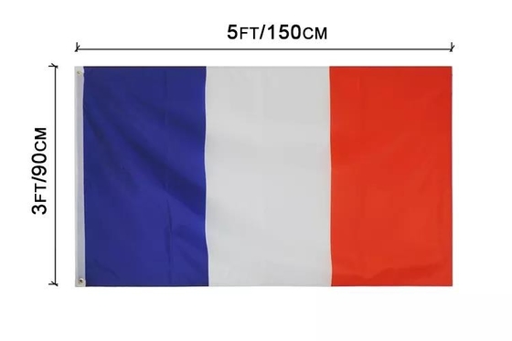 मुद्रित 3X5FT फ्रांस तिरंगा झंडा देश का झंडा 100% पॉलिएस्टर जहाज के लिए तैयार