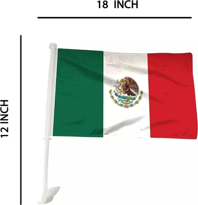 कस्टम कार फ्लैग स्क्रीन मुद्रित मेक्सिको कार फ्लैग प्लास्टिक पोल के साथ