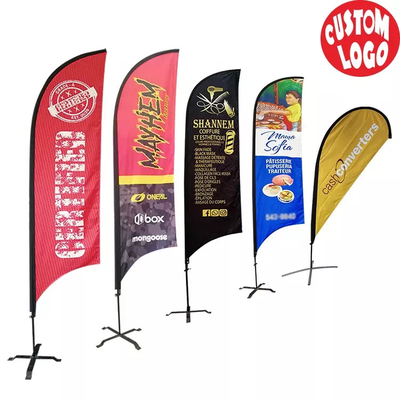 पॉलिएस्टर कस्टम विज्ञापन पंख झंडे सिंगल / डबल साइड डिजिटल प्रिंटिंग