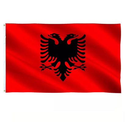 CMYK कलर कस्टम 3X5 फीट फ्लैग्स 100% पॉलिएस्टर अल्बानिया कंट्री फ्लैग