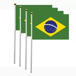 100% पॉलिएस्टर ब्राजील कस्टम फ्लैग 14x21 सेमी ब्राजील हैंड हेल्ड फ्लैग