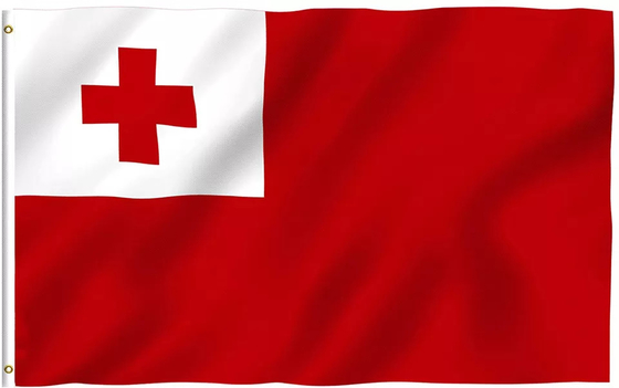 100% पॉलिएस्टर टोंगा राष्ट्रीय ध्वज सिंगल / डबल साइडेड प्रिंटिंग 3x5Ft