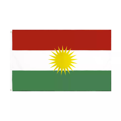 शादी के पक्ष में 100% पॉलिएस्टर कुर्दिस्तान राष्ट्रीय ध्वज पैनटोन रंग