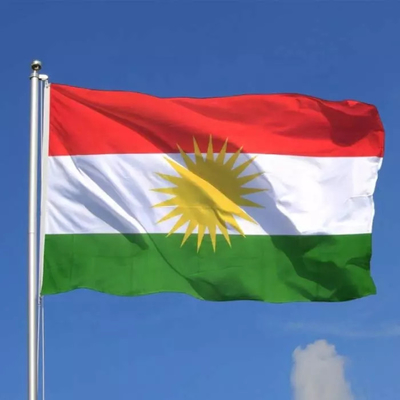 शादी के पक्ष में 100% पॉलिएस्टर कुर्दिस्तान राष्ट्रीय ध्वज पैनटोन रंग