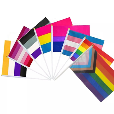 कस्टम लोगो छोटे हाथ के झंडे LGBT फ्लैग पोर्टेबल 14x21cm/20x30cm/30x45cm