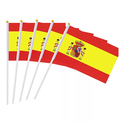 पोर्टेबल छोटे हाथ झंडे लोगो कस्टम प्रिंट स्पेन देश के झंडे